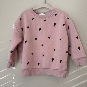 Cotton On Pink Kids Sweatshirt with Black Heart Pattern